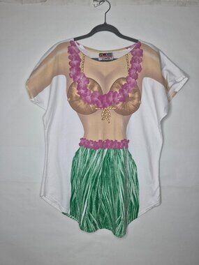 Fun2Wear Fantasies Hawaiian Hula Girl Shirt Women Coverup Top Beach Funny OS